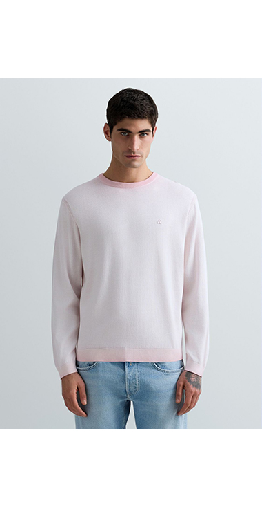 オンブレコットンクルーネックロングスリーブセーター